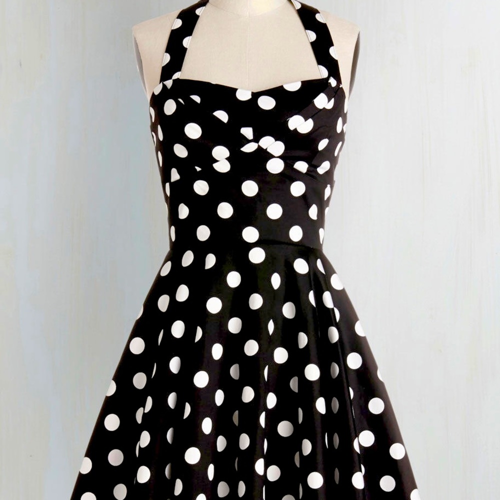 ModCloth traveling cupcake halter polka dot dress